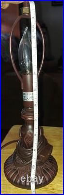 12 Copper Grove Mosa Vintage Tiffany Pink Purple Slag Stained Glass Lamp