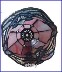 12 Copper Grove Mosa Vintage Tiffany Pink Purple Slag Stained Glass Lamp