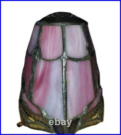 12 Copper Grove Mosa Vintage Tiffany Pink Purple Slag Stained Glass Lamp