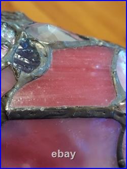 12 Copper Grove Mosa Vintage Tiffany Pink Purple Slag Stained Glass Lamp