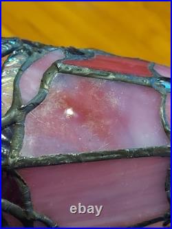 12 Copper Grove Mosa Vintage Tiffany Pink Purple Slag Stained Glass Lamp