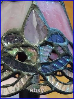 12 Copper Grove Mosa Vintage Tiffany Pink Purple Slag Stained Glass Lamp