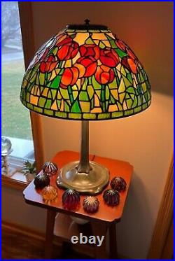 16'' Tiffany Reproduction Replica Tulip Stained Leaded Glass Lamp Shade