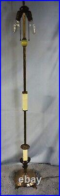 1900s Antique Art Deco Brass Slag Glass Floor Lamp Light 1900s Antique Art Deco Brass Slag Glass Floor Lamp Light