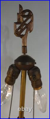 1900s Antique Art Deco Brass Slag Glass Floor Lamp Light 1900s Antique Art Deco Brass Slag Glass Floor Lamp Light