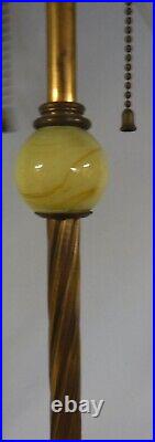 1900s Antique Art Deco Brass Slag Glass Floor Lamp Light 1900s Antique Art Deco Brass Slag Glass Floor Lamp Light