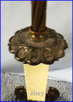 1900s Antique Art Deco Brass Slag Glass Floor Lamp Light 1900s Antique Art Deco Brass Slag Glass Floor Lamp Light