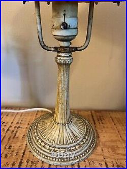 1907 Bryant Vintage Glass Slag Panel desk lamp