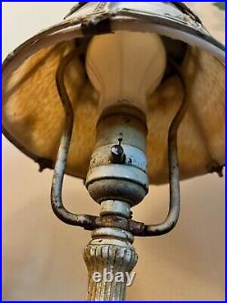 1907 Bryant Vintage Glass Slag Panel desk lamp