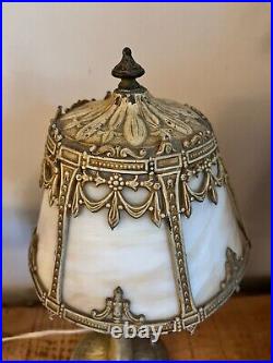 1907 Bryant Vintage Glass Slag Panel desk lamp