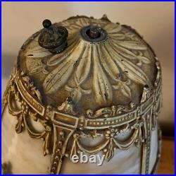 1907 Bryant Vintage Glass Slag Panel desk lamp