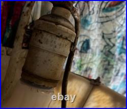 1907 Bryant Vintage Glass Slag Panel desk lamp