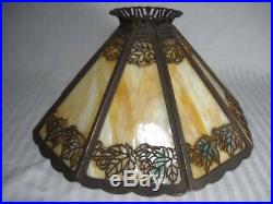 1908 Bradley and Hubbard 8 Panel Slag Glass Lamp Shade Excellent Condition