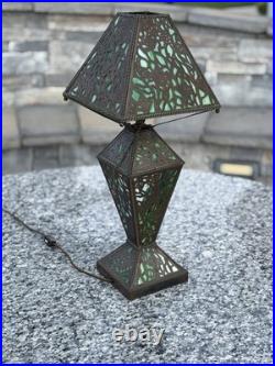 1910 RIVIÈRE Studios Lamp Grapevine Bronze & Slag Glass 1910 RIVIÈRE Studios Lamp Grapevine Bronze & Slag Glass