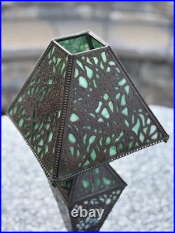 1910 RIVIÈRE Studios Lamp Grapevine Bronze & Slag Glass
