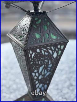 1910 RIVIÈRE Studios Lamp Grapevine Bronze & Slag Glass