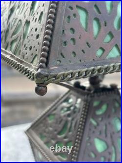 1910 RIVIÈRE Studios Lamp Grapevine Bronze & Slag Glass