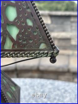 1910 RIVIÈRE Studios Lamp Grapevine Bronze & Slag Glass