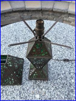 1910 RIVIÈRE Studios Lamp Grapevine Bronze & Slag Glass 1910 RIVIÈRE Studios Lamp Grapevine Bronze & Slag Glass
