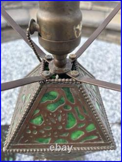 1910 RIVIÈRE Studios Lamp Grapevine Bronze & Slag Glass