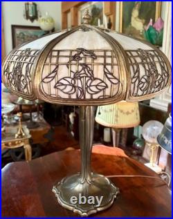 1910's Slag Glass Lamp Empire Lamp Co. Morning Glory Shade on B&H Cluster Base 1910's Slag Glass Lamp Empire Lamp Co. Morning Glory Shade on B&H Cluster Base