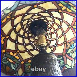 1910s-25s Stained & Slag Glass Table Lamp with 1910-15 Beaux Arts Base