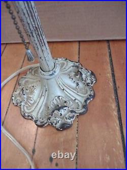 1920's Edward Miller Custard Slag Glass Cast Metal Frame Table Lamp 15
