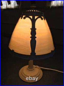 1920's Slag Glass Lamp Caramel with Acorn Pull Socket