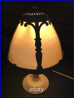 1920's Slag Glass Lamp Caramel with Acorn Pull Socket