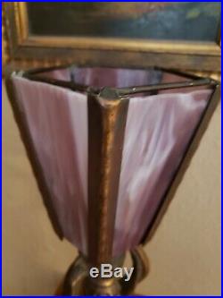 1920s-1930s Art Deco Figural Radio Lite Lamp Slag Glass Flapper Maiden Works