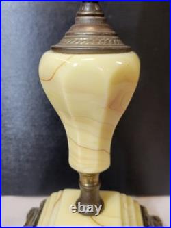 1920s-1930s Houze/Akro Agate Custard Slag Glass Table Lamp Art Deco Skyscraper