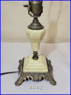 1920s-1930s Houze/Akro Agate Custard Slag Glass Table Lamp Art Deco Skyscraper