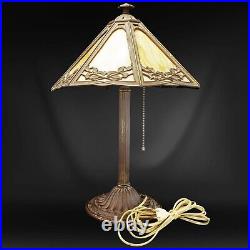 1920s-1930s Traditional Lamp with 8-sided Slag Glass Shade