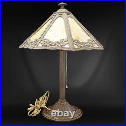 1920s-1930s Traditional Lamp with 8-sided Slag Glass Shade