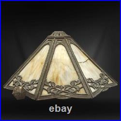 1920s-1930s Traditional Lamp with 8-sided Slag Glass Shade