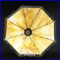 1920s-1930s Traditional Lamp with 8-sided Slag Glass Shade