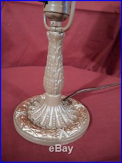 1920s ART NOUVEAU BOUDOIR LAMP With SLAG GLASS SHADE