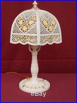 1920s ART NOUVEAU SLAG GLASS BOUDOIR LAMP SALEM BROS