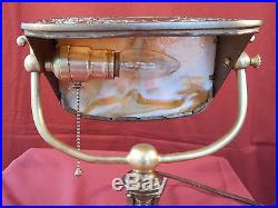 1920s ART NOUVEAU SLAG GLASS DESK/PIANO LAMP BRADLEY & HUBBARD