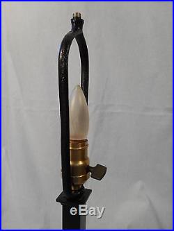 1920s MISSION ARTS & CRAFTS LAMP With SLAG GLASS SHADE