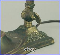 1920s Table/Desk Lamp With Arts & Crafts Mission, Slag Glass, Jeweled Shade 1920s Table/Desk Lamp With Arts & Crafts Mission, Slag Glass, Jeweled Shade
