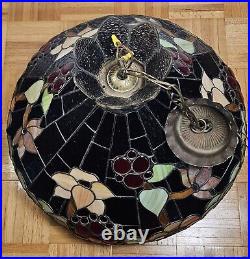 1920s Tiffany Style Slag Leaded Stained Glass Hanging Pendant Fruit Chandelier 1920s Tiffany Style Slag Leaded Stained Glass Hanging Pendant Fruit Chandelier