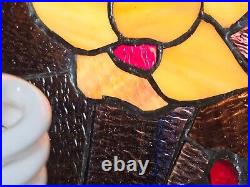 1920s Tiffany Style Slag Leaded Stained Glass Hanging Pendant Fruit Chandelier 1920s Tiffany Style Slag Leaded Stained Glass Hanging Pendant Fruit Chandelier