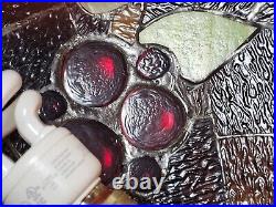 1920s Tiffany Style Slag Leaded Stained Glass Hanging Pendant Fruit Chandelier 1920s Tiffany Style Slag Leaded Stained Glass Hanging Pendant Fruit Chandelier