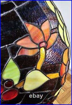 1920s Tiffany Style Slag Leaded Stained Glass Hanging Pendant Fruit Chandelier 1920s Tiffany Style Slag Leaded Stained Glass Hanging Pendant Fruit Chandelier
