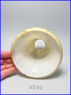 1930 Art Deco Loetz Trumpet Cream Cased Marbled Glass Lamp Light Shade Slag Bell