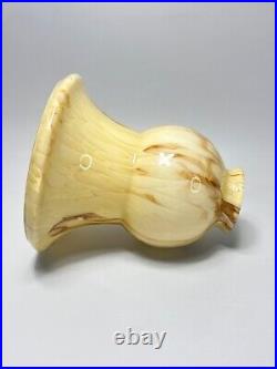 1930 Art Deco Loetz Trumpet Cream Cased Marbled Glass Lamp Light Shade Slag Bell