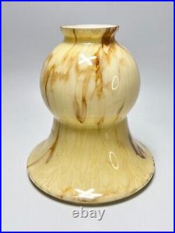 1930 Art Deco Loetz Trumpet Cream Cased Marbled Glass Lamp Light Shade Slag Bell