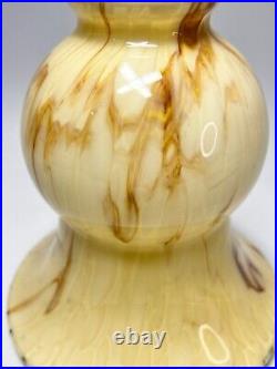 1930 Art Deco Loetz Trumpet Cream Cased Marbled Glass Lamp Light Shade Slag Bell