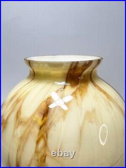 1930 Art Deco Loetz Trumpet Cream Cased Marbled Glass Lamp Light Shade Slag Bell